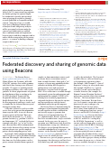 Cover page: Federated discovery and sharing of genomic data using Beacons