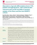 Cover page: Association of growth differentiation factor 11/8, putative anti-ageing factor, with cardiovascular outcomes and overall mortality in humans: analysis of the Heart and Soul and HUNT3 cohorts