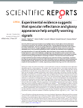 Cover page: Experimental evidence suggests that specular reflectance and glossy appearance help amplify warning signals
