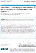 Cover page: Simultaneous radiosurgery for multiple brain metastases: technical overview of the UCLA experience