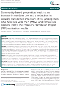 Cover page: Community-based prevention leads to an increase in condom use and a reduction in sexually transmitted infections (STIs) among men who have sex with men (MSM) and female sex workers (FSW): the Frontiers Prevention Project (FPP) evaluation results
