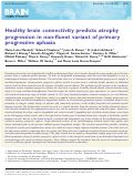Cover page: Healthy brain connectivity predicts atrophy progression in non-fluent variant of primary progressive aphasia