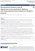Cover page: Mucopolysaccharidosis type VI (Maroteaux-Lamy syndrome): defining and measuring functional impacts in pediatric patients