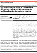 Cover page: Decreased susceptibility of Plasmodium falciparum to both dihydroartemisinin and lumefantrine in northern Uganda