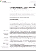 Cover page: Editorial: Veterinary Sports Medicine and Physical Rehabilitation