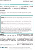 Cover page: Why media representations of corporations matter for public health policy: a scoping review