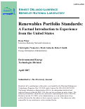 Cover page: Renewables Portfolio Standards: A Factual Introduction to Experience from the United 
States