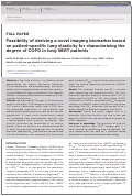Cover page: Feasibility of deriving a novel imaging biomarker based on patient-specific lung elasticity for characterizing the degree of COPD in lung SBRT patients