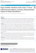 Cover page: Copy number variation at the 22q11.2 locus influences prevalence, severity, and psychiatric impact of sleep disturbance