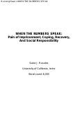 Cover page: WHEN THE NUMBERS SPEAK: Pain of Imprisonment, Coping, Recovery, And Social Responsibility