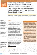 Cover page: Circulating sex hormone binding globulin levels are modified with intensive lifestyle intervention, but their changes did not independently predict diabetes risk in the Diabetes Prevention Program