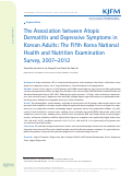 Cover page: The Association between Atopic Dermatitis and Depressive Symptoms in Korean Adults: The Fifth Korea National Health and Nutrition Examination Survey, 2007-2012