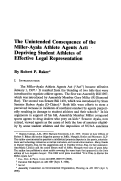Cover page: The Unintended Consequence of the Miller-Ayala Athlete Agents Act: Depriving Student Athletes of Effective Legal Representation