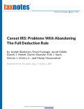 Cover page: Caveat IRS: Problems with Abandoning the Full Deduction Rule