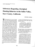 Cover page: Inferences Regarding Aboriginal Hunting Behavior in the Saline Valley, Inyo County, California