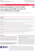 Cover page: Optimal strategies to screen health care workers for COVID-19 in the US: a cost-effectiveness analysis