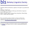 Cover page: Linguistic Relativity and Numeric Cognition: New Light on a Prominent Test Case