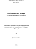 Cover page: Mind, Modality, and Meaning: Toward a Rationalist Physicalism