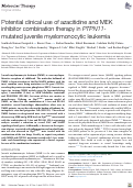 Cover page: Potential clinical use of azacitidine and MEK inhibitor combination therapy in PTPN11-mutated juvenile myelomonocytic leukemia.