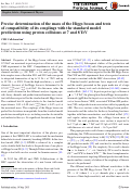 Cover page: Precise determination of the mass of the Higgs boson and tests of compatibility of its couplings with the standard model predictions using proton collisions at 7 and 8TeV