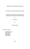 Cover page: Three essays concerning information transmission
