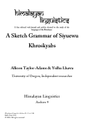 Cover page: A sketch grammar of Siyuewu Khroskyabs [HL Archive 9]
