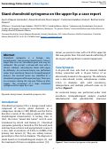 Cover page: Giant chondroid syringoma on the upper lip: a case report