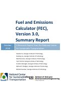 Cover page: Fuel and Emissions Calculator (FEC), Version 3.0, Summary Report