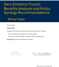 Cover page of Zero-Emission Trucks: Benefits Analysis and Policy Synergy Recommendations