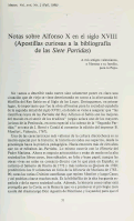 Cover page: Notas sobre Alfonso X en el siglo XVIII (Apostillas curiosas a la bibliografía de las Siete Partidas)