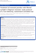 Cover page: Treatment of neonatal jaundice with filtered sunlight in Nigerian neonates: study protocol of a non-inferiority, randomized controlled trial