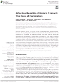 Cover page: Affective Benefits of Nature Contact: The Role of Rumination