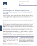 Cover page: Insulin Resistance and Cancer-Specific and All-Cause Mortality in Postmenopausal Women: The Women’s Health Initiative