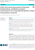 Cover page: CAGI, the Critical Assessment of Genome Interpretation, establishes progress and prospects for computational genetic variant interpretation methods