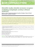 Cover page: Zebrafish studies identify serotonin receptors mediating antiepileptic activity in Dravet syndrome.