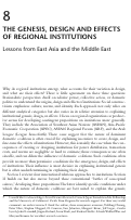 Cover page: The Genesis, Design and Effects of Regional Institutions: Lessons from East Asia and the Middle East