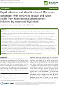 Cover page: Rapid selection and identification of Miscanthus genotypes with enhanced glucan and xylan yields from hydrothermal pretreatment followed by enzymatic hydrolysis