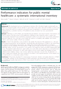 Cover page: Performance indicators for public mental healthcare: A systematic international inventory