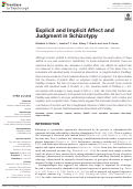 Cover page: Explicit and Implicit Affect and Judgment in Schizotypy