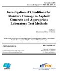 Cover page: Investigation of Conditions for Moisture Damage in Asphalt Concrete and Appropriate Laboratory Test Methods