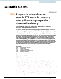 Cover page: Prognostic value of serum soluble ST2 in stable coronary artery disease: a prospective observational study.