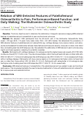 Cover page: Relation of MRI‐Detected Features of Patellofemoral Osteoarthritis to Pain, Performance‐Based Function, and Daily Walking: The Multicenter Osteoarthritis Study