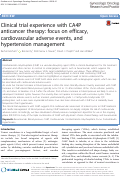 Cover page: Clinical trial experience with CA4P anticancer therapy: focus on efficacy, cardiovascular adverse events, and hypertension management.