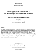 Cover page of Error Types, Risk Assessment, &amp;  the Technology Delivery System for RESIN