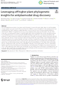 Cover page: Leveraging off higher plant phylogenetic insights for antiplasmodial drug discovery.