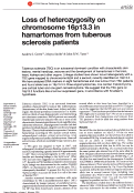 Cover page: Loss of heterozygosity on chromosome 16p13.3 in hamartomas from tuberous sclerosis patients