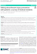 Cover page: Talking about firearm injury prevention with patients: a survey of medical residents.