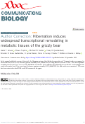 Cover page: Author Correction: Hibernation induces widespread transcriptional remodeling in metabolic tissues of the grizzly bear