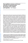 Cover page: Macropolitical consensus and lateral autonomy in industrial policy: the nuclear sector in Brazil and Argentina