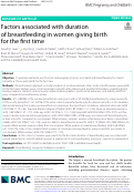 Cover page: Factors associated with duration of breastfeeding in women giving birth for the first time